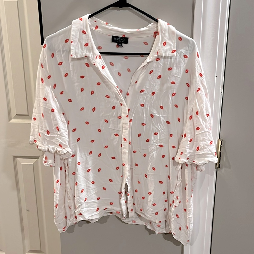 Hot Lips Topshop Ruffle Sleeve Blouse